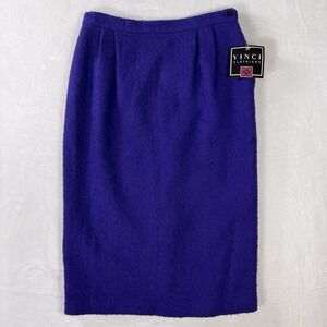 Vintage Vinci Clothiers Skirt Womens Size 10 Purple Wool Pencil‎ Lined NWT